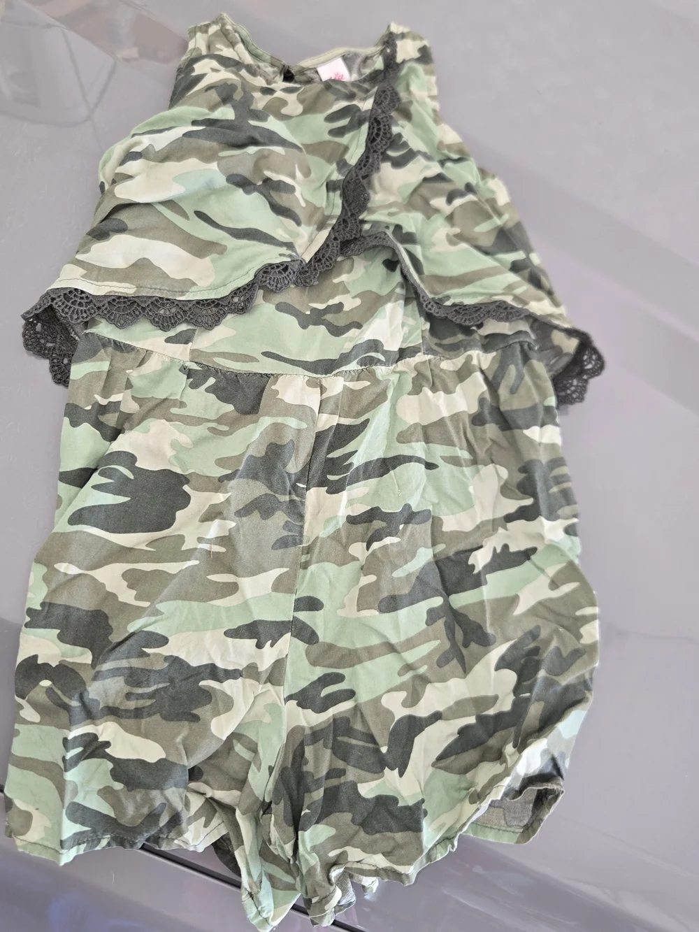 Justice Girls Sz 8 Plus Casual Sleeveless Jumper Green Camouflage Shorts